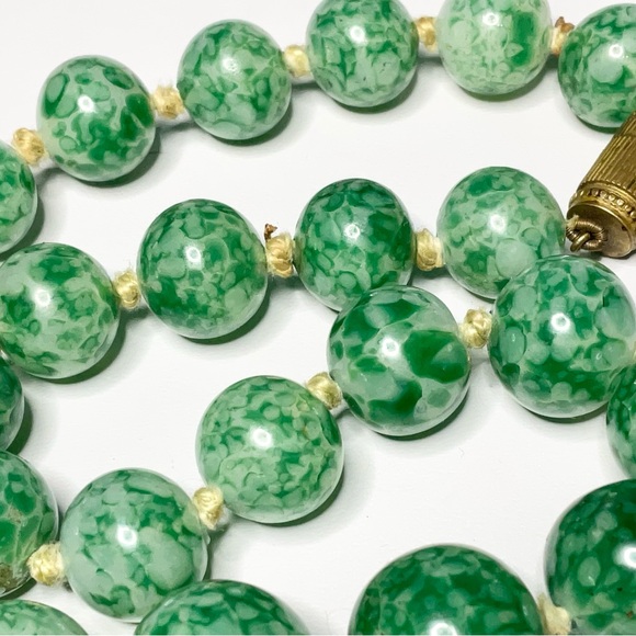 Antique Czech Peking Glass Knotted Bead Choker - Picture 3 of 8